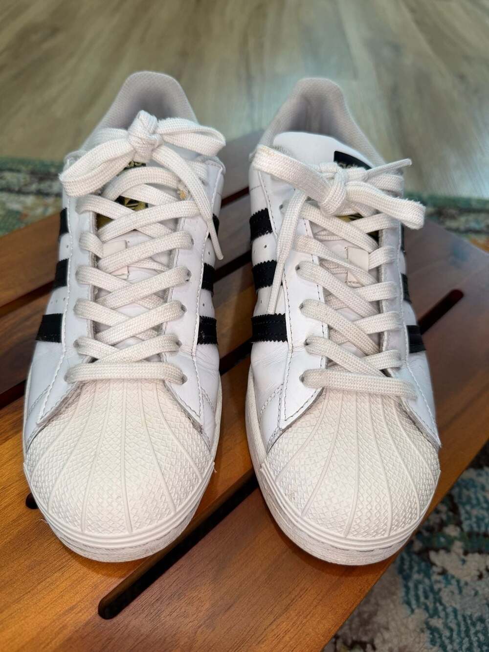 Adidas Superstar Originals White and Black Leather Shell Toe Sneakers